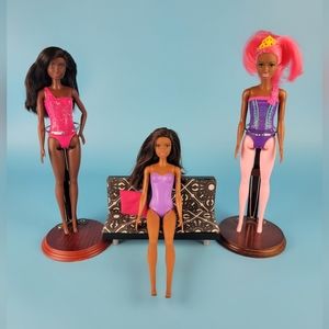 Mattel African American Barbie Doll Lot Of 3 Goddess Mold Christie Asha Princess